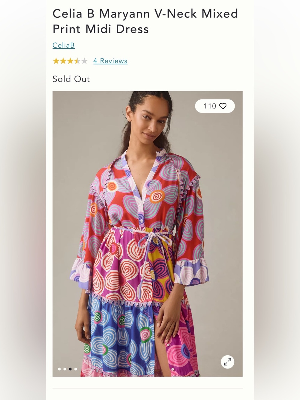 Celia B Mary Ann V-neck button down dress